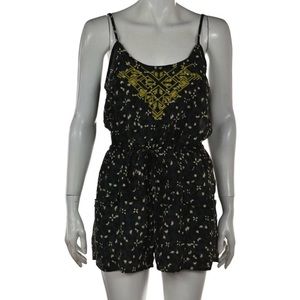 Ecote Dark Green Floral Romper